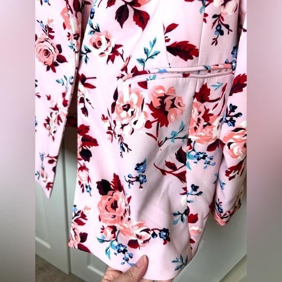 New LANE BRYANT Pink Floral Blazer Colorful Workwear White Green Red Blue Crepe - Picture 6 of 12